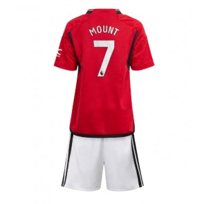 Lacne Dětský Futbalové dres Manchester United Mason Mount #7 2023-24 Krátky Rukáv - Domáci (+ trenírky)